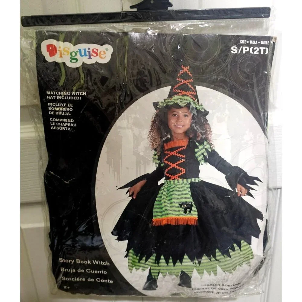 Story Book Witch Costume Toddler Girl 2T Pretty Dress Hat Green Halloween NEW